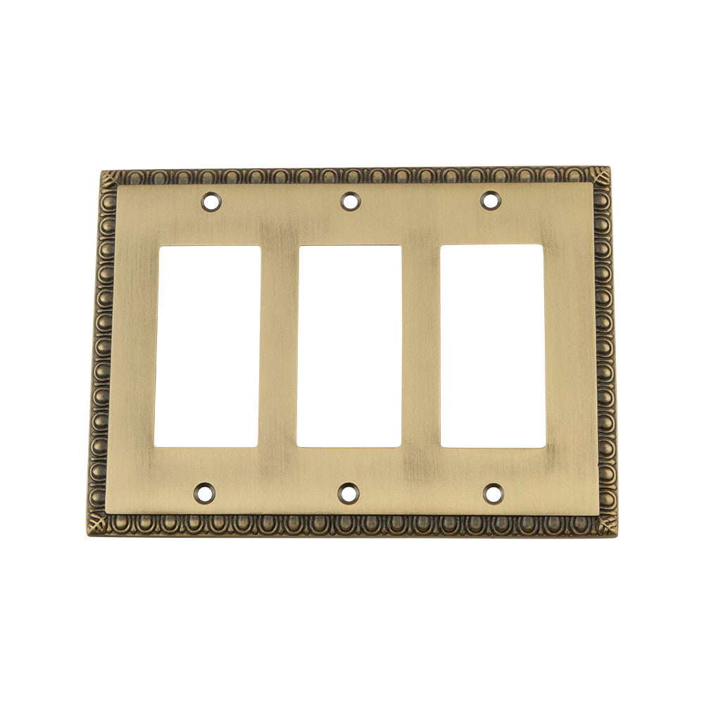 Nostalgic Warehouse 719763: Egg & Dart Triple Rocker Switchplate - Antique Brass