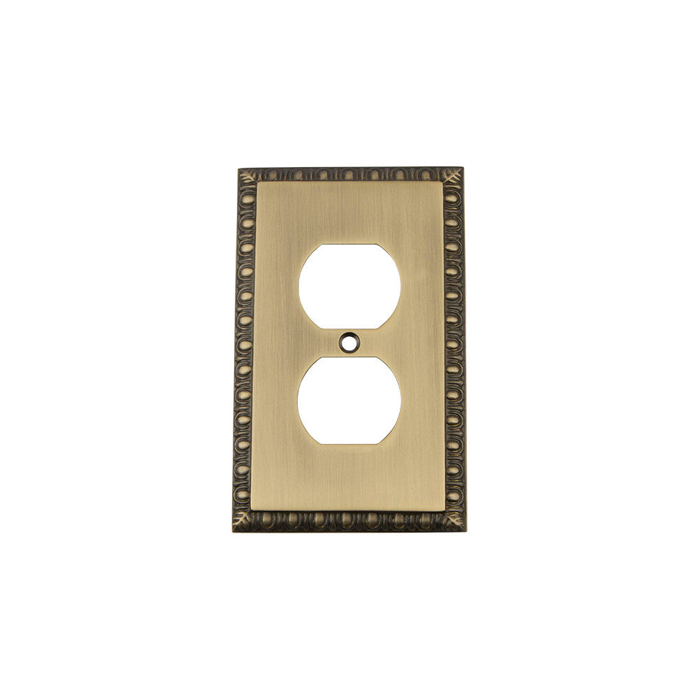 Nostalgic Warehouse 719764: Egg & Dart Single Duplex Switchplate - Antique Brass