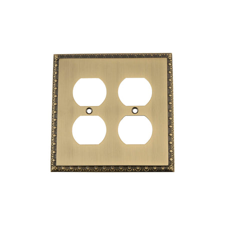 Nostalgic Warehouse 719765: Egg & Dart Double Duplex Switchplate - Antique Brass