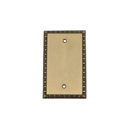Nostalgic Warehouse 719769: Egg & Dart Single Blank Switchplate - Antique Brass