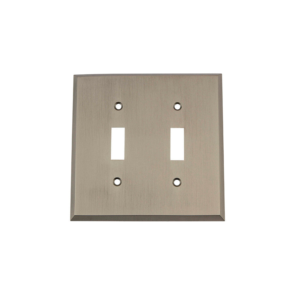 Nostalgic Warehouse 719771: New York Double Toggle Switchplate - Antique Pewter