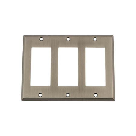 Nostalgic Warehouse 719775: New York Triple Rocker Switchplate - Antique Pewter