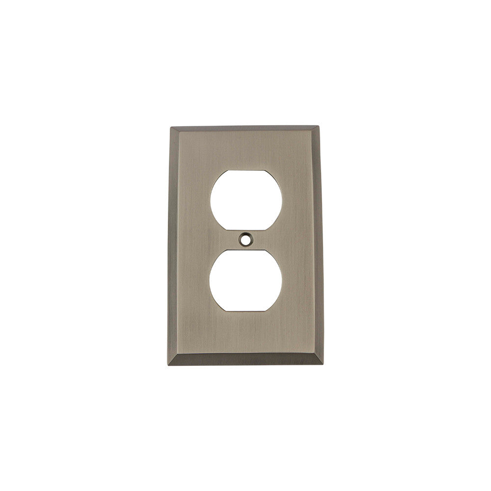 Nostalgic Warehouse 719776: New York Single Duplex Switchplate - Antique Pewter