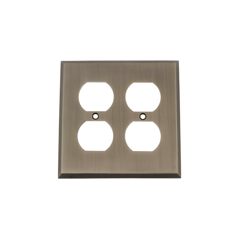 Nostalgic Warehouse 719777: New York Double Duplex Switchplate - Antique Pewter