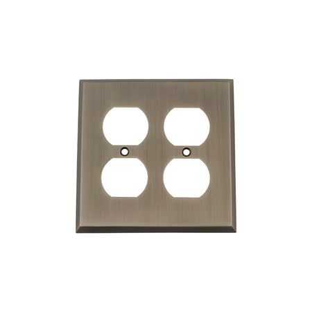 Nostalgic Warehouse 719777: New York Double Duplex Switchplate - Antique Pewter