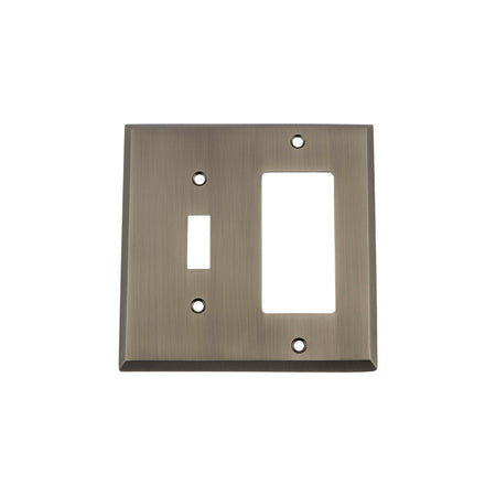 Nostalgic Warehouse 719778: New York Single Toggle/Single Rocker Combination Switchplate - Antique Pewter