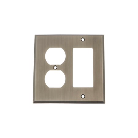 Nostalgic Warehouse 719780: New York Single Rocker/Single Duplex Combination Switchplate - Antique Pewter