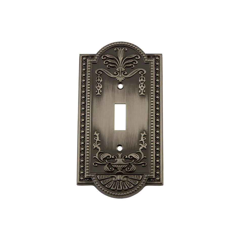 Nostalgic Warehouse 719782: Meadows Single Toggle Switchplate - Antique Pewter