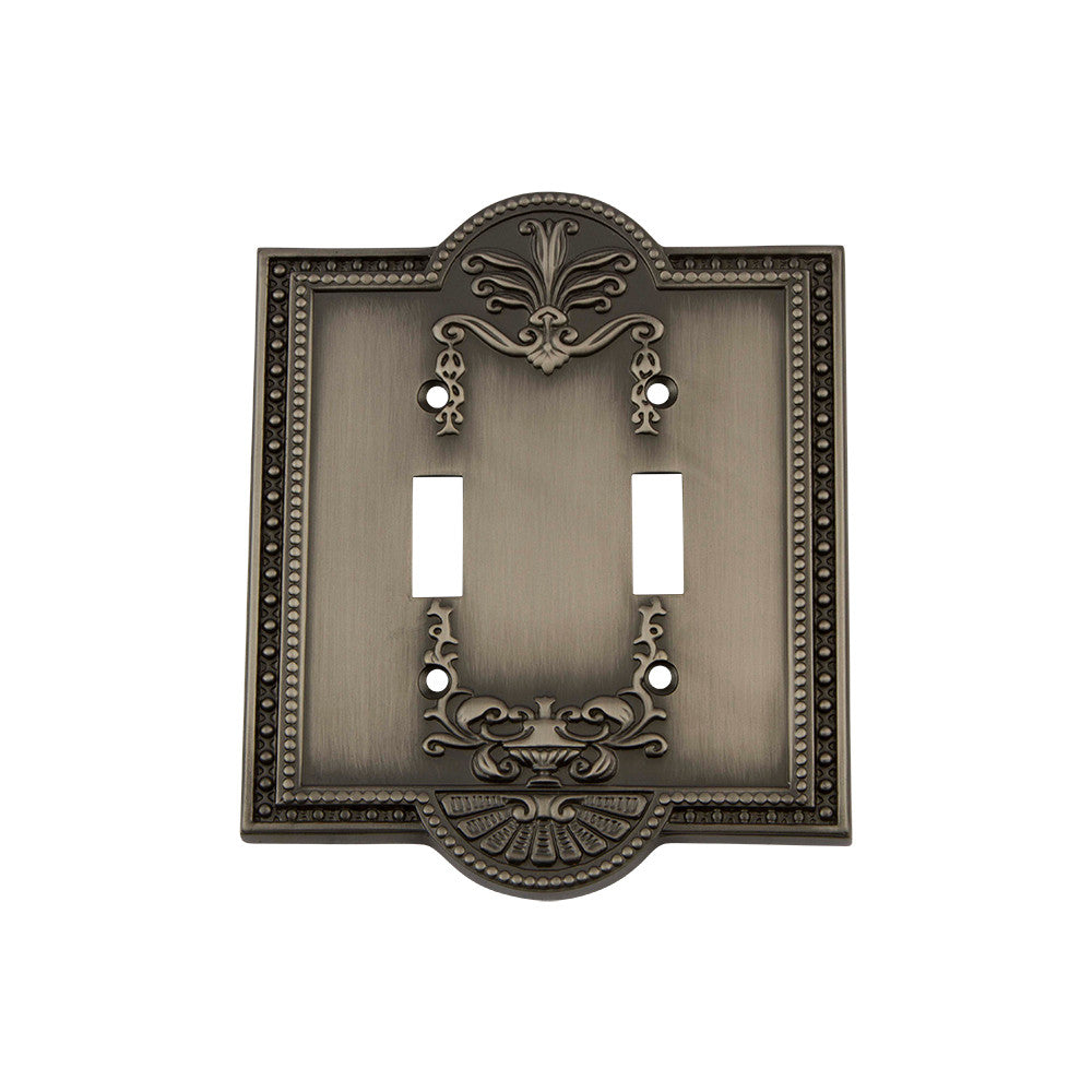 Nostalgic Warehouse 719783: Meadows Double Toggle Switchplate - Antique Pewter