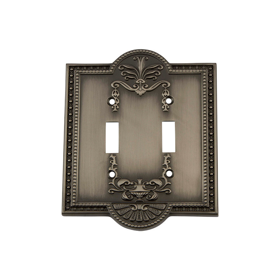 Nostalgic Warehouse 719783: Meadows Double Toggle Switchplate - Antique Pewter