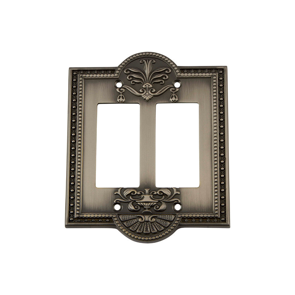 Nostalgic Warehouse 719786: Meadows Double Rocker Switchplate - Antique Pewter