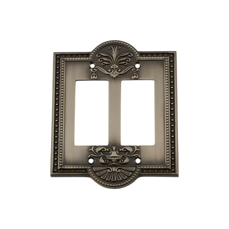 Nostalgic Warehouse 719786: Meadows Double Rocker Switchplate - Antique Pewter