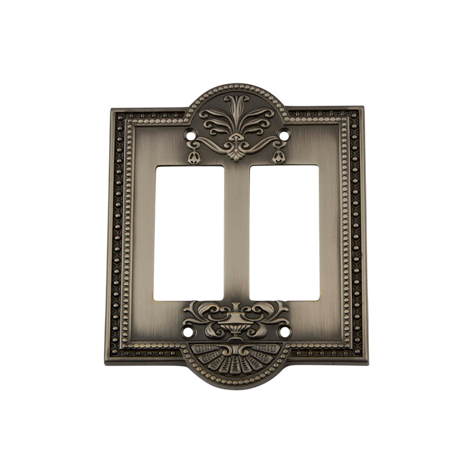Nostalgic Warehouse 719786: Meadows Double Rocker Switchplate - Antique Pewter