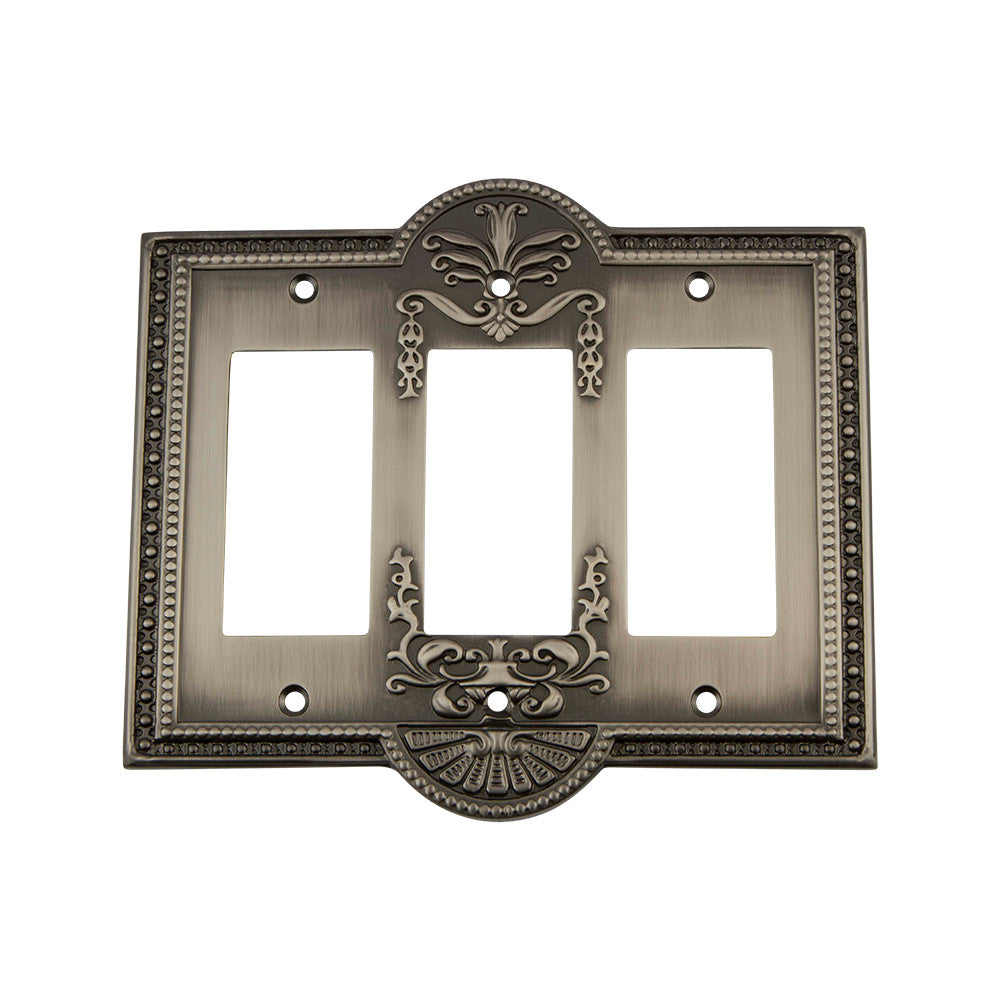 Nostalgic Warehouse 719787: Meadows Triple Rocker Switchplate - Antique Pewter