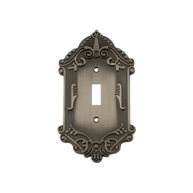 Nostalgic 719794: Victorian Single Toggle Switchplate - Antique Pewter