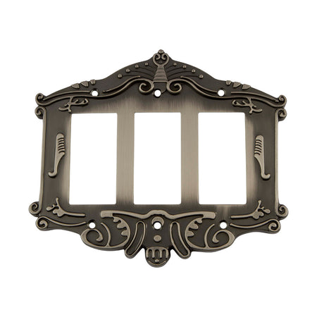 Nostalgic Warehouse 719799: Victorian Triple Rocker Switchplate - Antique Pewter