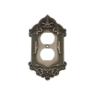 Nostalgic 719800: Victorian Single Duplex Switchplate - Antique Pewter