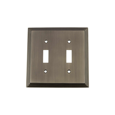 Nostalgic Warehouse 719807: Deco Double Toggle Switchplate - Antique Pewter