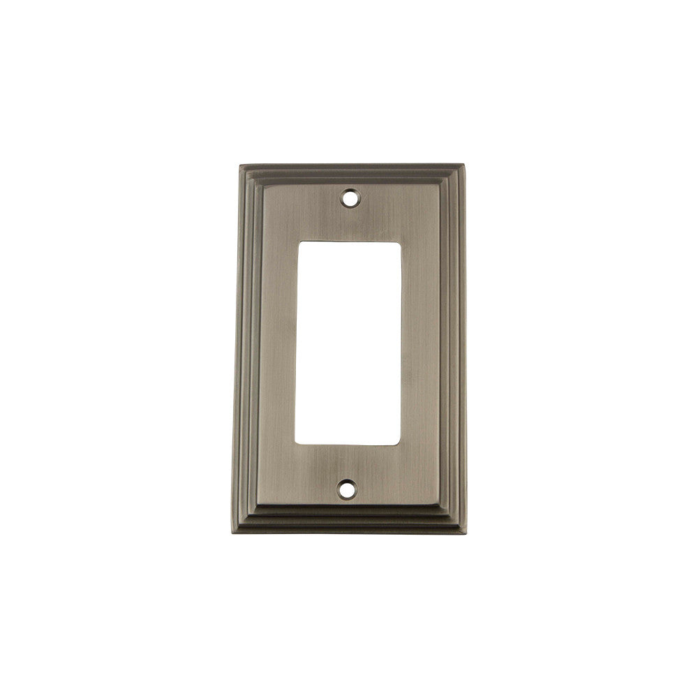 Nostalgic Warehouse 719809: Deco Single Rocker Switchplate - Antique Pewter
