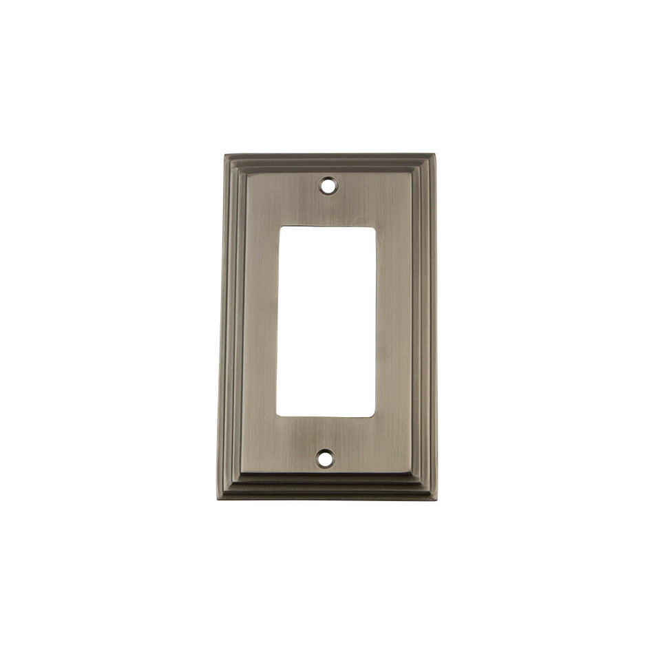 Nostalgic Warehouse 719809: Deco Single Rocker Switchplate - Antique Pewter