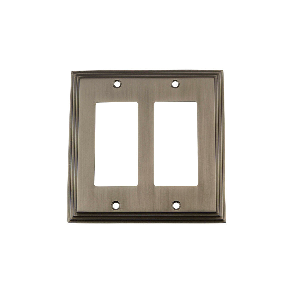 Nostalgic Warehouse 719810: Deco Double Rocker Switchplate - Antique Pewter