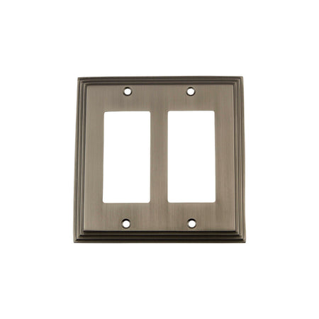 Nostalgic Warehouse 719810: Deco Double Rocker Switchplate - Antique Pewter