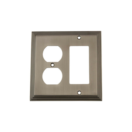 Nostalgic Warehouse 719816: Deco Single Rocker/Single Duplex Combination Switchplate - Antique Pewter