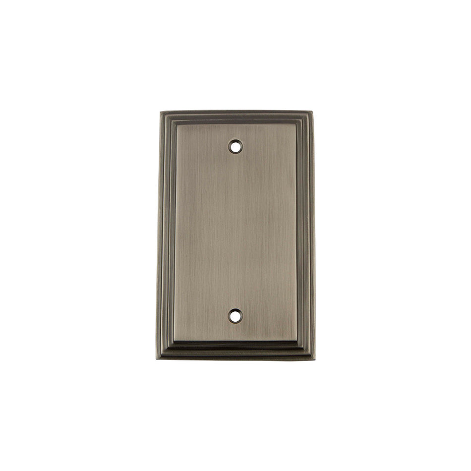 Nostalgic Warehouse 719817: Deco Single Blank Switchplate - Antique Pewter