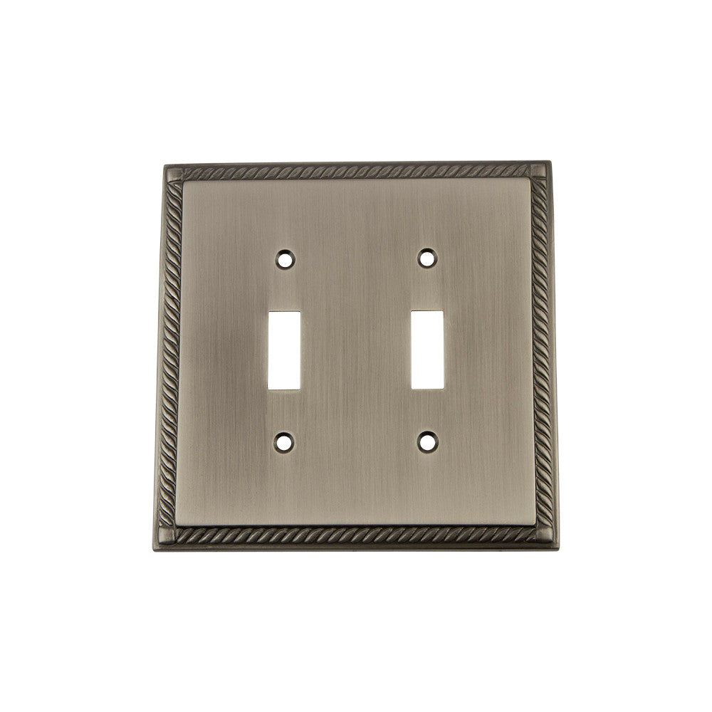 Nostalgic Warehouse 719819: Rope Double Toggle Switchplate - Antique Pewter