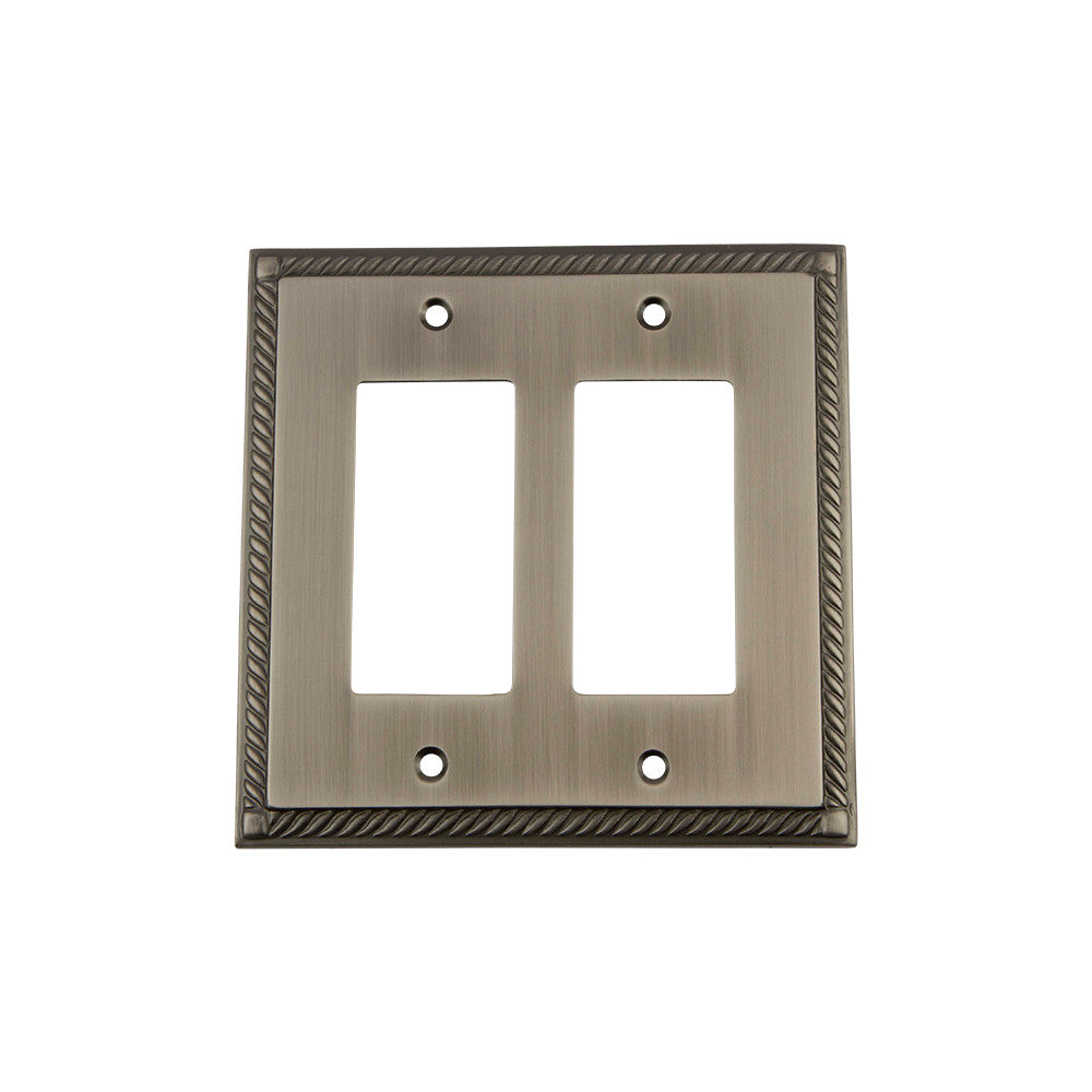 Nostalgic Warehouse 719822: Rope Double Rocker Switchplate - Antique Pewter