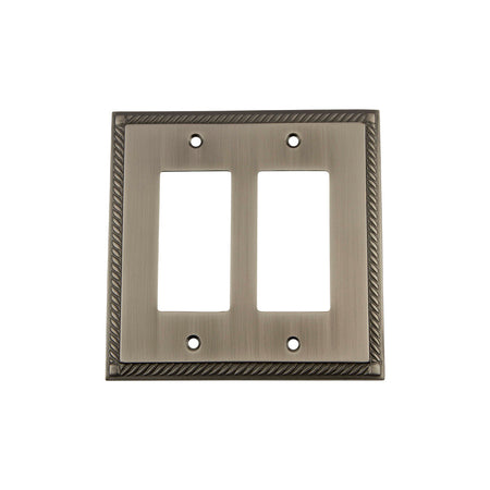 Nostalgic Warehouse 719822: Rope Double Rocker Switchplate - Antique Pewter