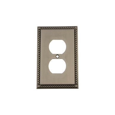 Nostalgic 719824: Rope Single Duplex Switchplate - Antique Pewter