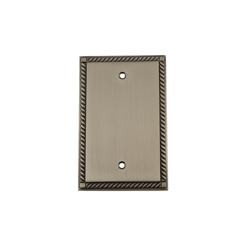 Nostalgic Warehouse 719829: Rope Single Blank Switchplate - Antique Pewter