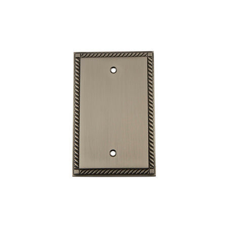 Nostalgic Warehouse 719829: Rope Single Blank Switchplate - Antique Pewter