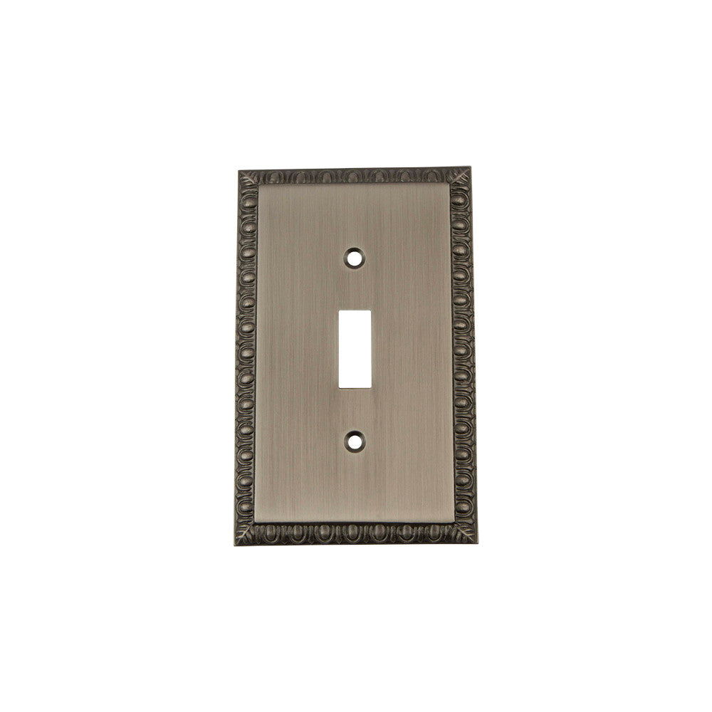Nostalgic Warehouse 719830: Egg & Dart Single Toggle Switchplate - Antique Pewter