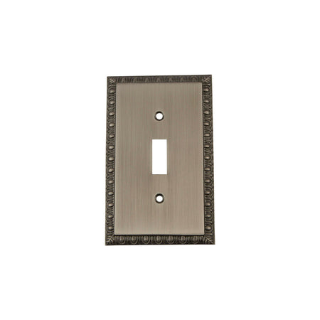 Nostalgic Warehouse 719830: Egg & Dart Single Toggle Switchplate - Antique Pewter