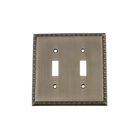 Nostalgic Warehouse 719831: Egg & Dart Double Toggle Switchplate - Antique Pewter