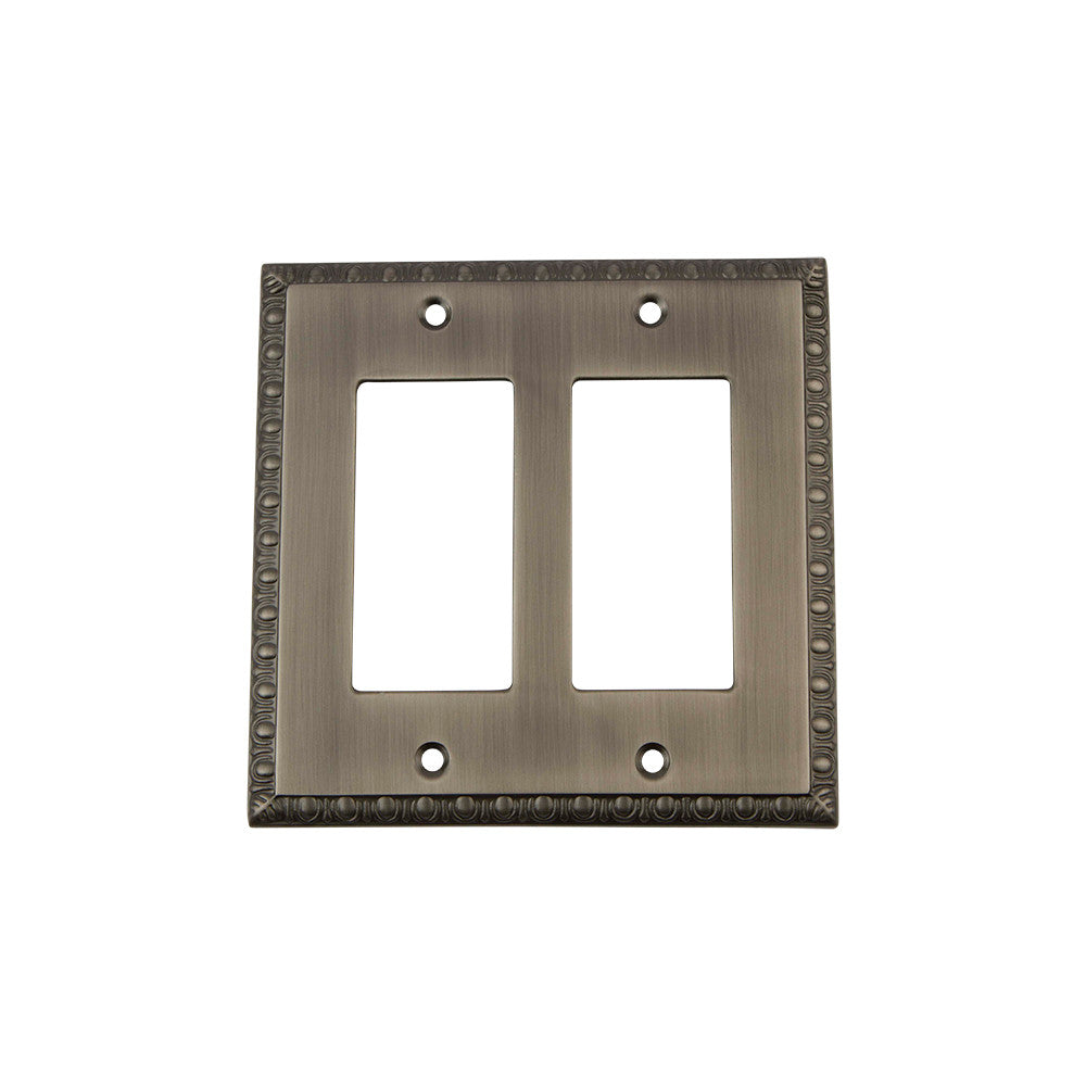 Nostalgic Warehouse 719834: Egg & Dart Double Rocker Switchplate - Antique Pewter