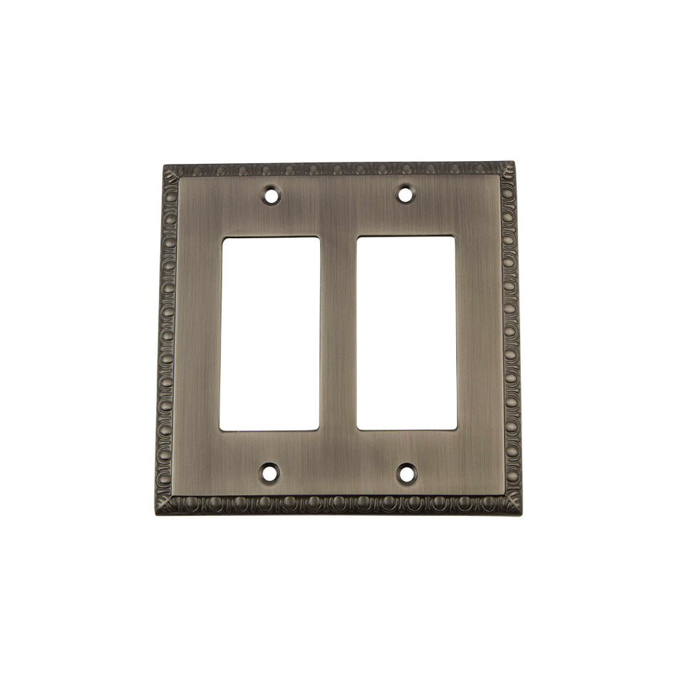 Nostalgic Warehouse 719834: Egg & Dart Double Rocker Switchplate - Antique Pewter