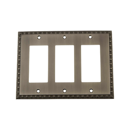 Nostalgic Warehouse 719835: Egg & Dart Triple Rocker Switchplate - Antique Pewter