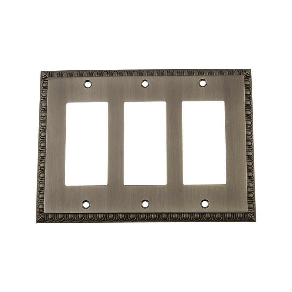 Nostalgic Warehouse 719835: Egg & Dart Triple Rocker Switchplate - Antique Pewter