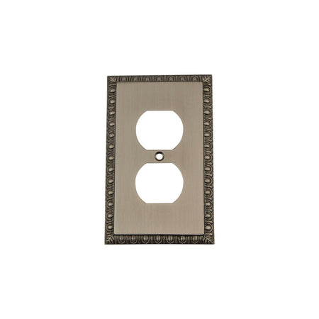 Nostalgic Warehouse 719836: Egg & Dart Single Duplex Switchplate - Antique Pewter