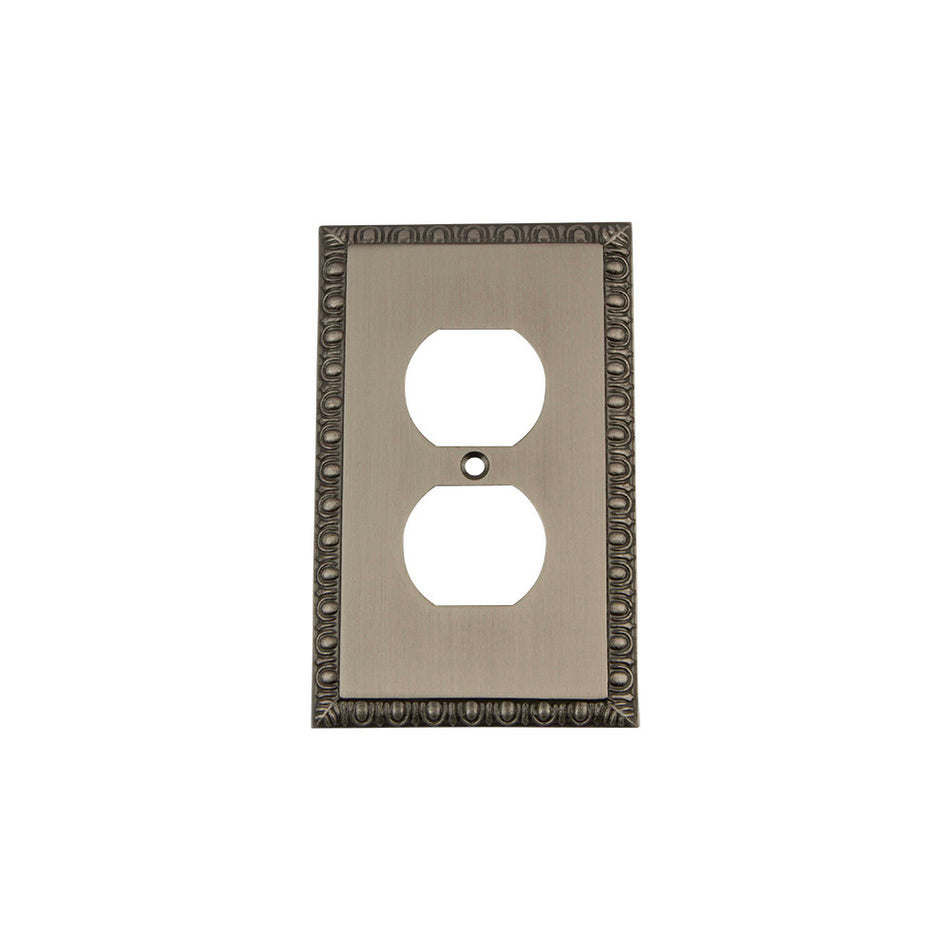 Nostalgic Warehouse 719836: Egg & Dart Single Duplex Switchplate - Antique Pewter