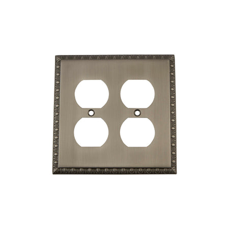 Nostalgic Warehouse 719837: Egg & Dart Double Duplex Switchplate - Antique Pewter