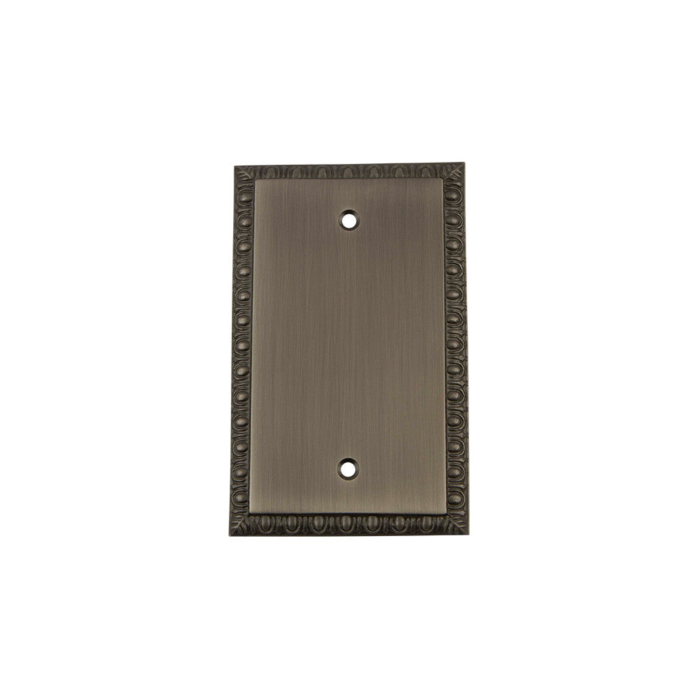 Nostalgic Warehouse 719841: Egg & Dart Single Blank Switchplate - Antique Pewter
