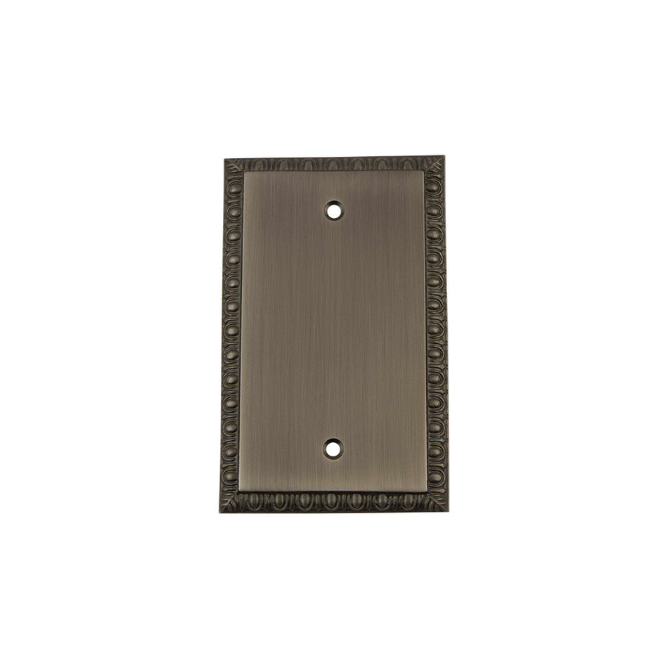 Nostalgic Warehouse 719841: Egg & Dart Single Blank Switchplate - Antique Pewter
