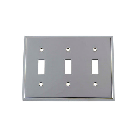 Nostalgic Warehouse 719844: New York Triple Toggle Switchplate - Bright Chrome