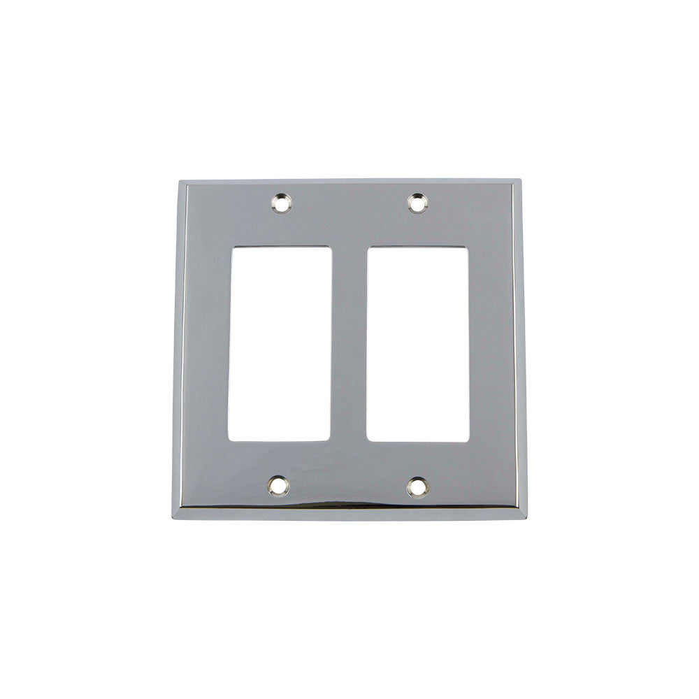 Nostalgic Warehouse 719846: New York Double Rocker Switchplate - Bright Chrome