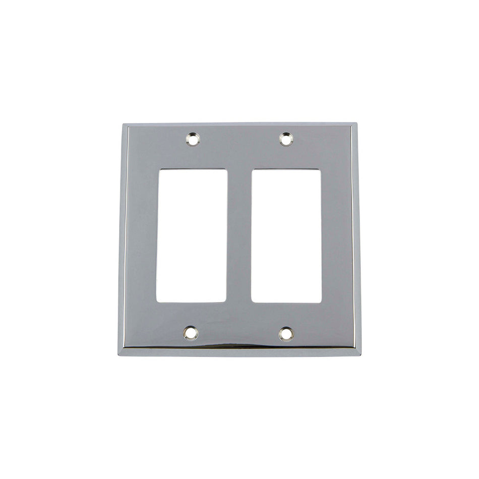 Nostalgic Warehouse 719846: New York Double Rocker Switchplate - Bright Chrome