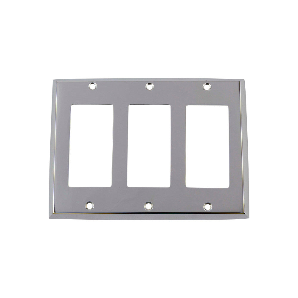 Nostalgic Warehouse 719847: New York Triple Rocker Switchplate - Bright Chrome